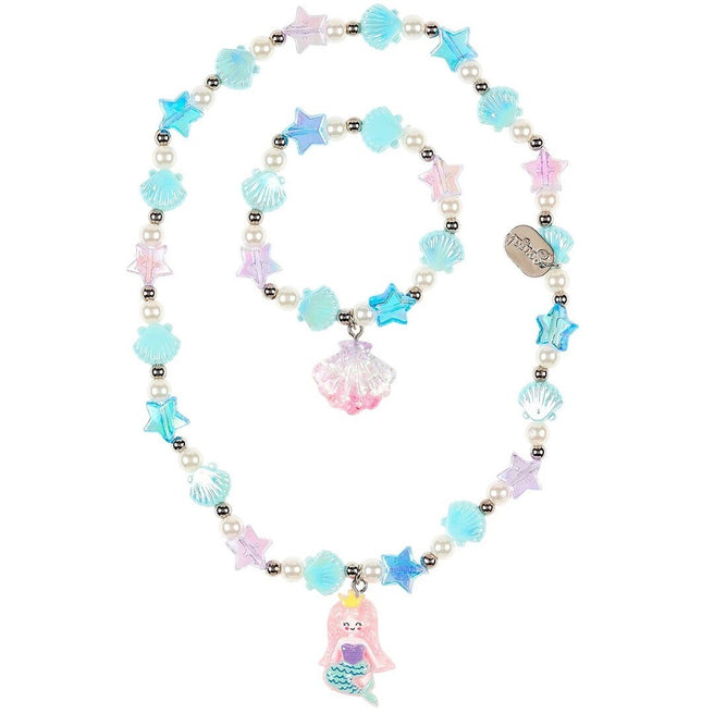 Souza for kids ketting en armband met pastelkleurige sterren, schelpen en een zeemeerminbedel.