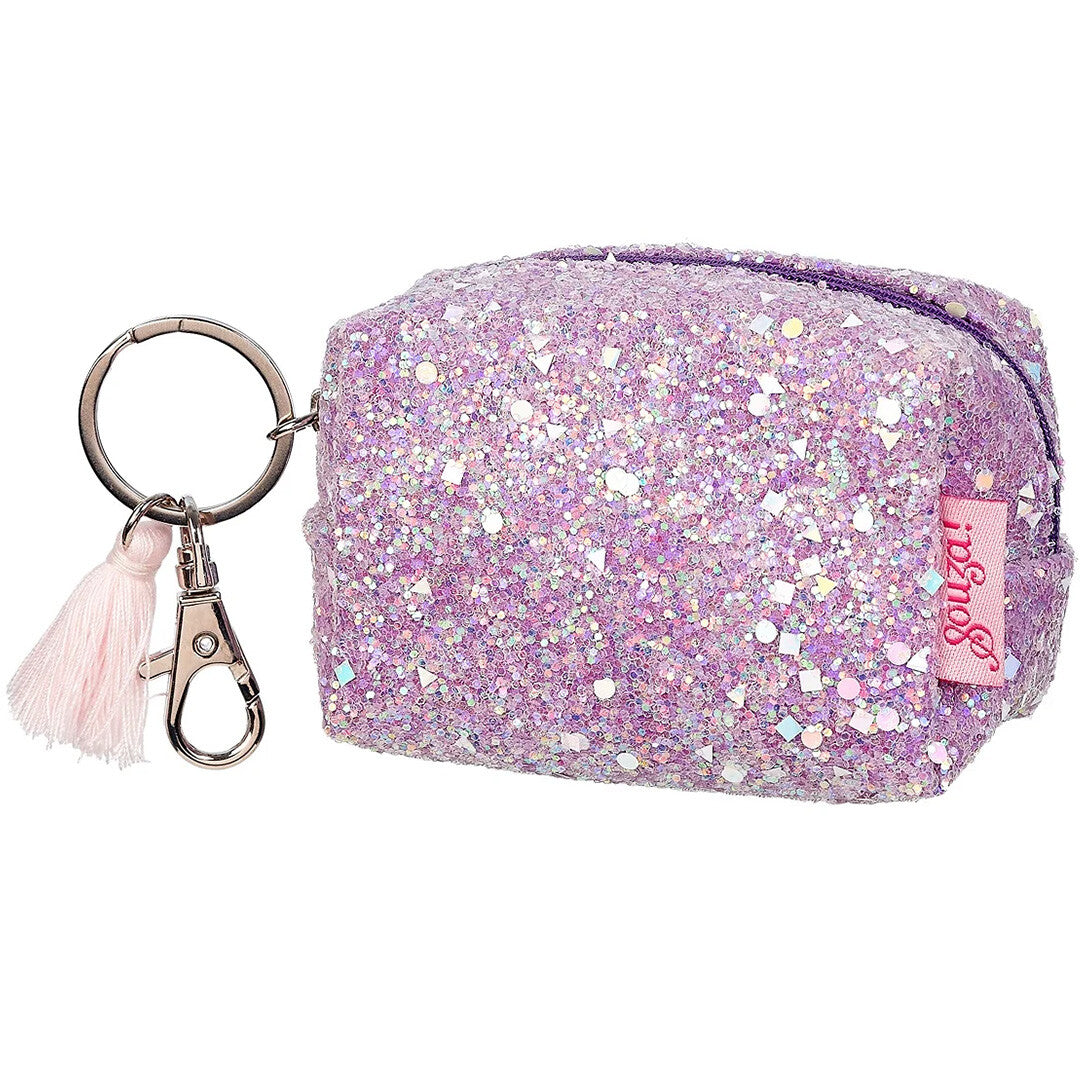 Souza for kids lila kinderportemonnee met glitter, sleutelhanger en roze kwastje.