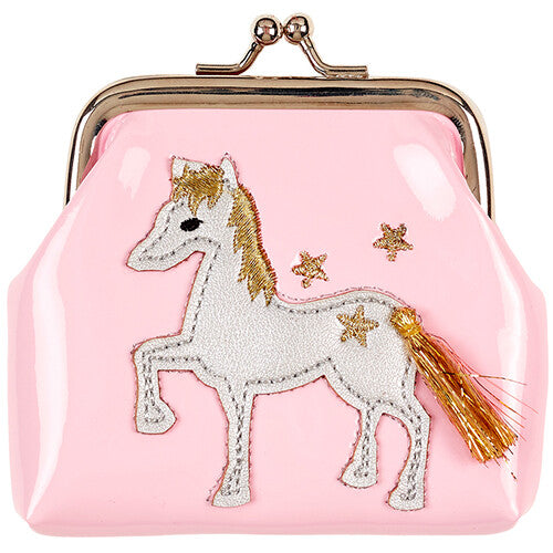 Souza for kids kinderportemonnee in roze met een wit paard en gouden sterren.