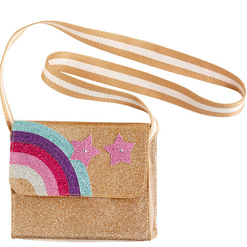 Souza for Kids gouden glitter kindercrossbodytas met regenboog en sterren.