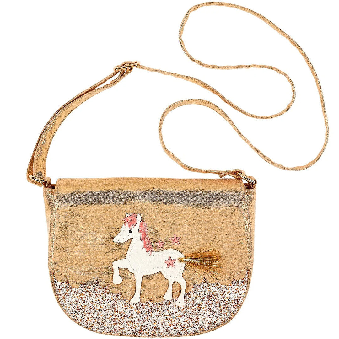 Souza for Kids kinderschoudertas in beige met een eenhoorn, sterren en glitter.