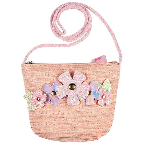 souza for kids roze gevlochten kinderschoudertas met bloemdecoraties.