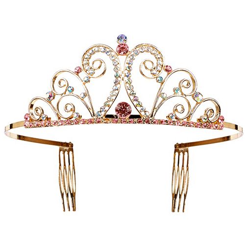Souza for Kids gouden kindertiara met kleurrijke strass-steentjes.