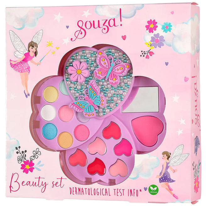 Souza for kids make-up doosje hart - vlinders verpakking met een zichtbaar make-up setje en feeënillustraties.
