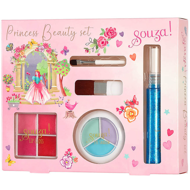 Souza for Kids prinses make-up set in een roze verpakking met een prinses en bloemen.