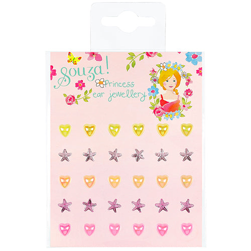 Souza for kids prinsessen plakoorbellen verpakking met hartjes en sterren.