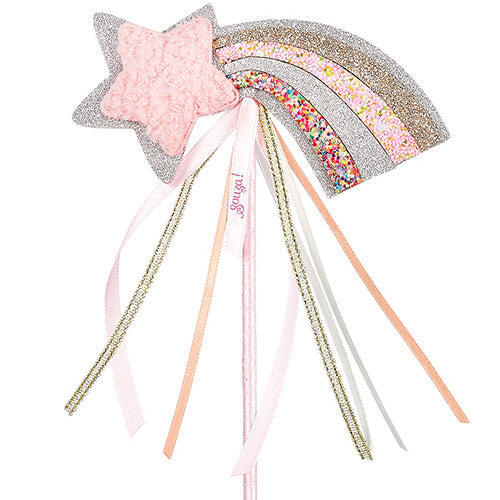 Souza for kids toverstaf met roze ster, glitterregenboog en linten.