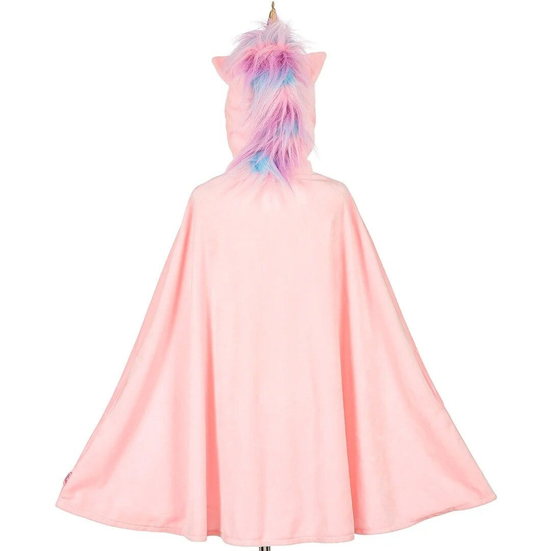 Souza for kids roze eenhoorn verkleedcape met kleurrijke manen, van achteren gezien.