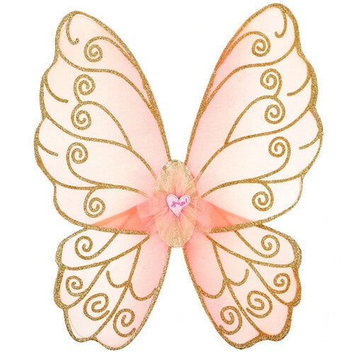 Souza for Kids roze vleugels met gouden glitterpatroon en een hartje in het midden.