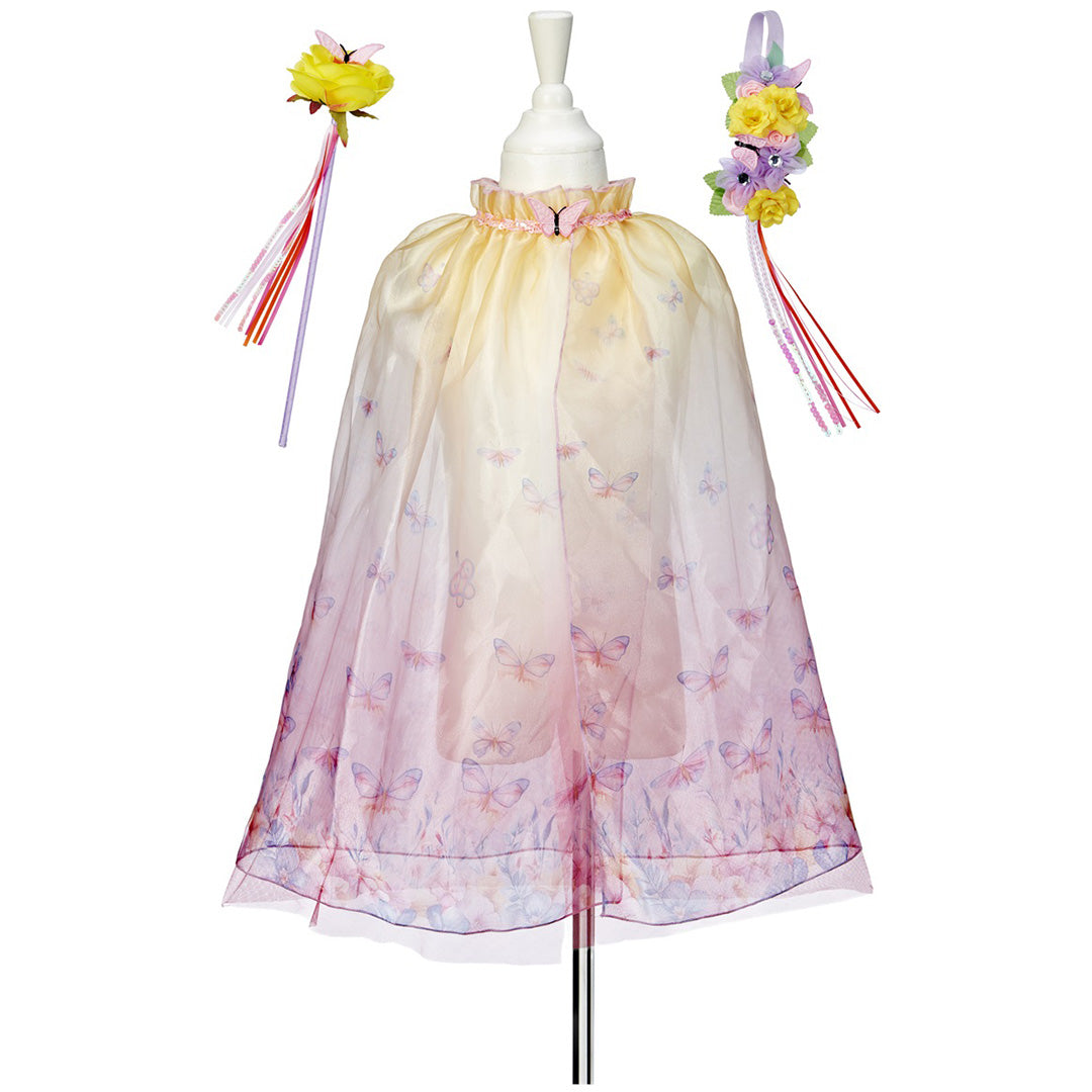 Souza for kids verkleedset met vlindercape, toverstaf en diadeem op een paspop.