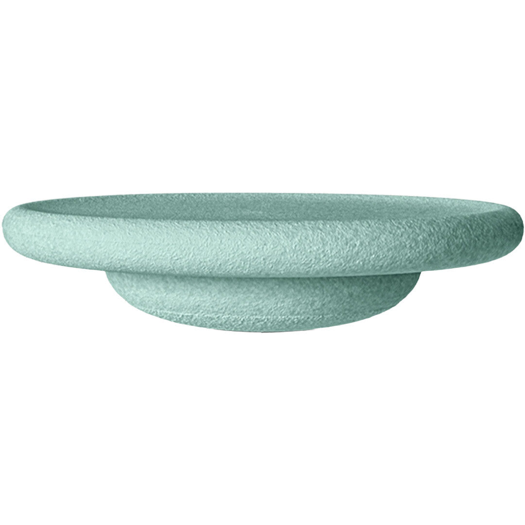 Stapelstein lichtgroen balance board met textuur, van opzij gezien.