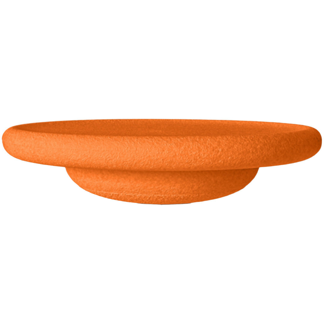 Stapelstein oranje balance board, een rond plastic speelgoedelement.