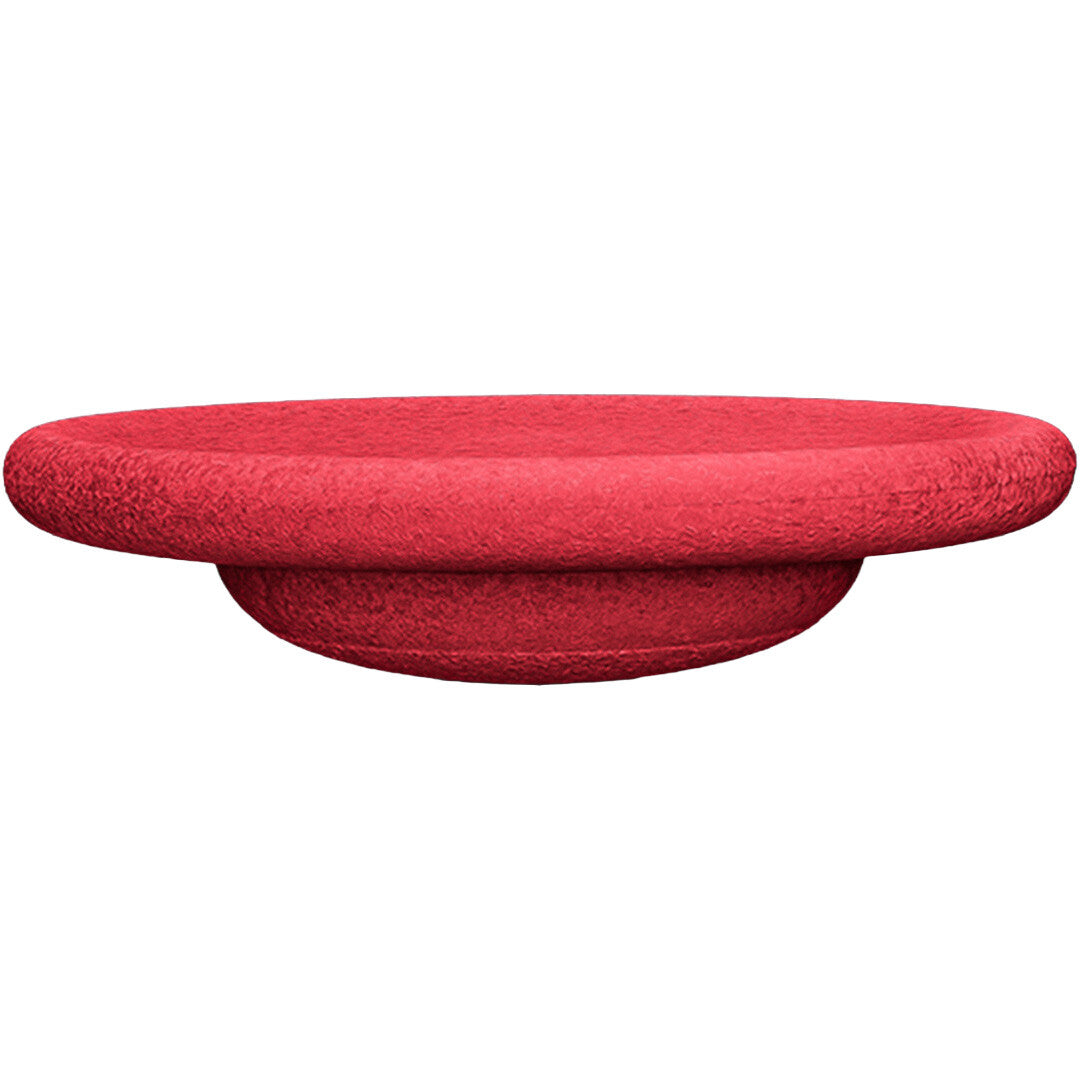 Stapelstein rood balance board met textuur, van de zijkant.