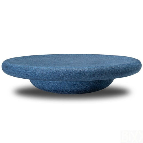 Stapelstein balance board in schemerblauw, van voren gezien met schaduw.