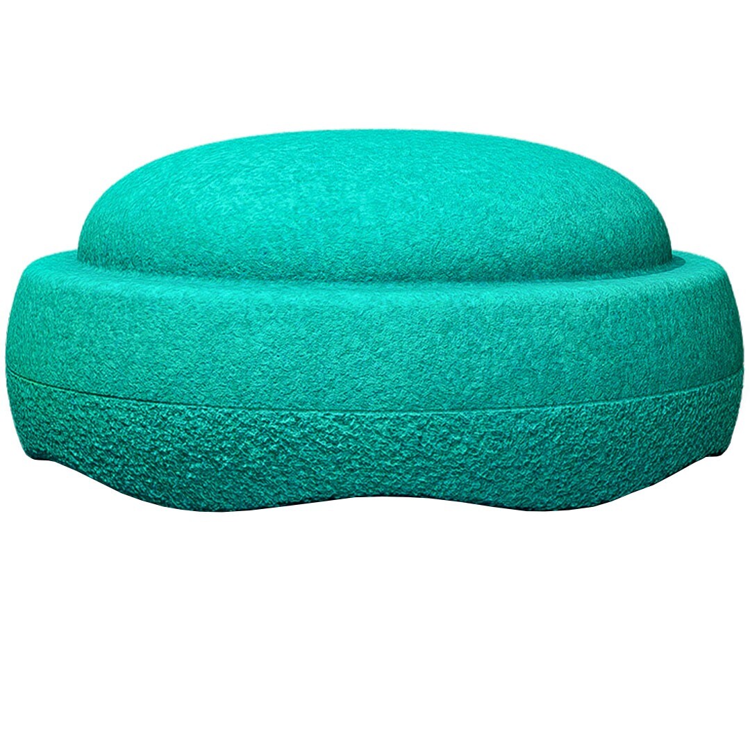 Een groene stapelstein original GROW, een koepelvormig bouwelement met textuur.