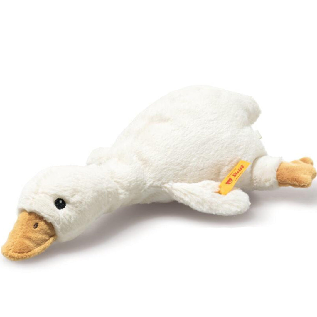 Steiff witte knuffelgans Gilda met rammelaar.