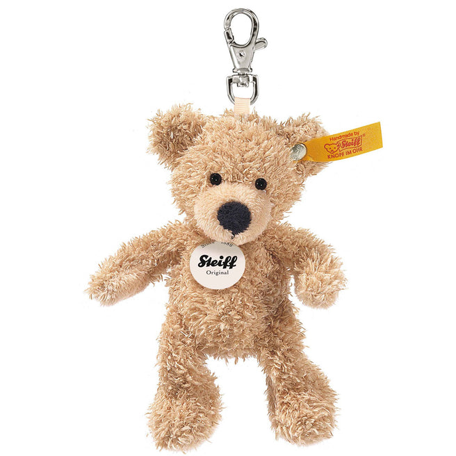 Steiff beige pluche teddybeer sleutelhanger met metalen clip.