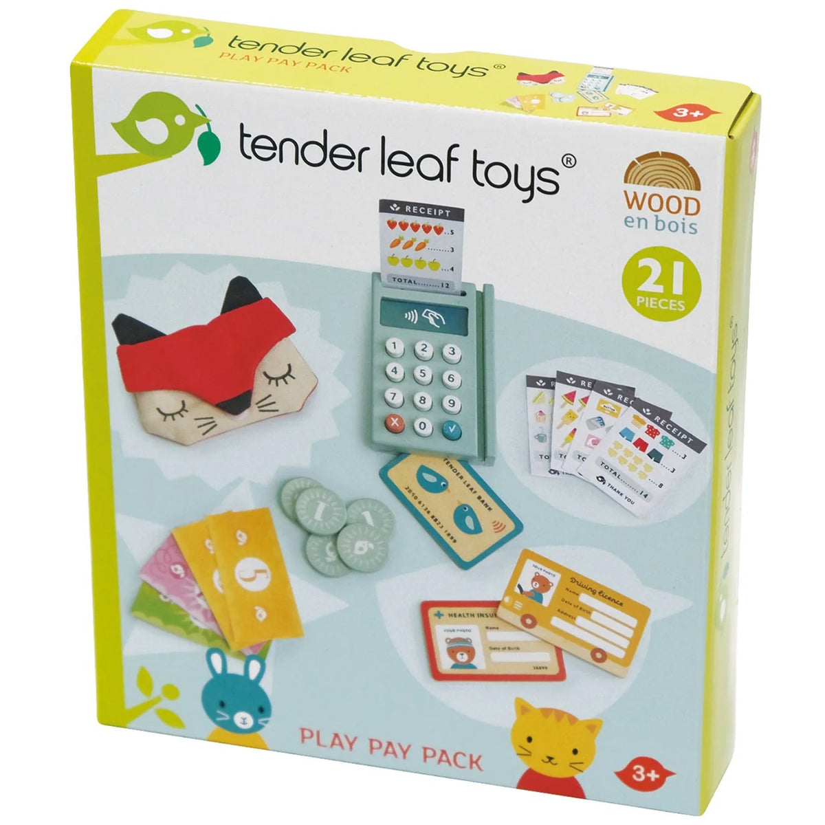 De verpakking van de Tender Leaf Toys betaalset.