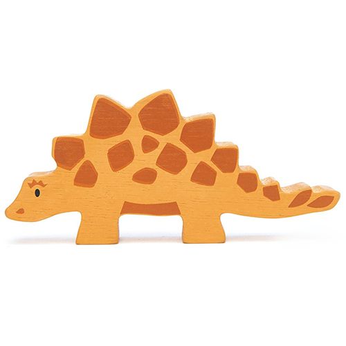 Tender Leaf Toys houten stegosaurus speelgoedfiguur in oranje met donkeroranje platen.