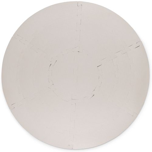 Ronde, lichtgrijze That's Mine foam speelmat bestaande uit in elkaar grijpende puzzelstukken.