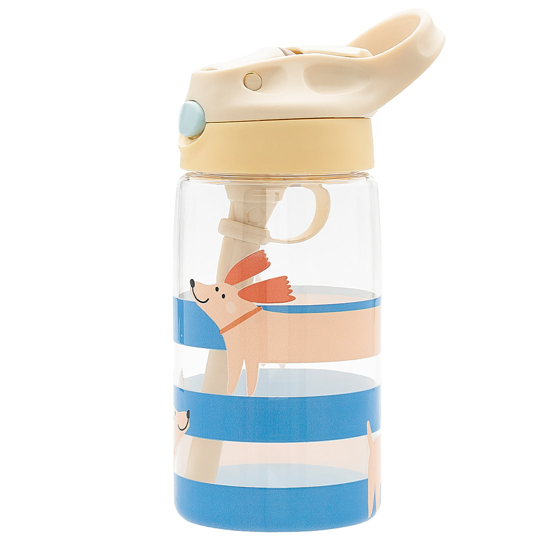 the cotton cloud drinkfles met gestreepte print en cartoonhonden.