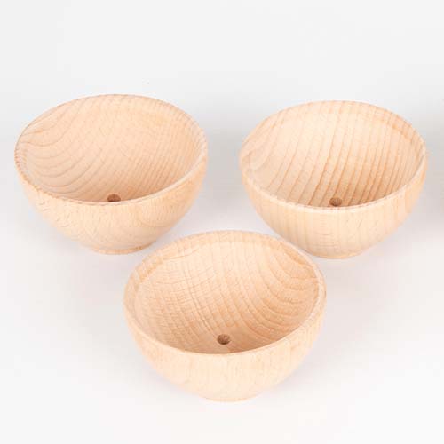 Drie tickit houten bakjes naturel, van bovenaf gezien.