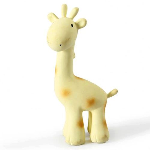 Tikiri beige rubberen bijt- en badspeelgoed in de vorm van een giraf.