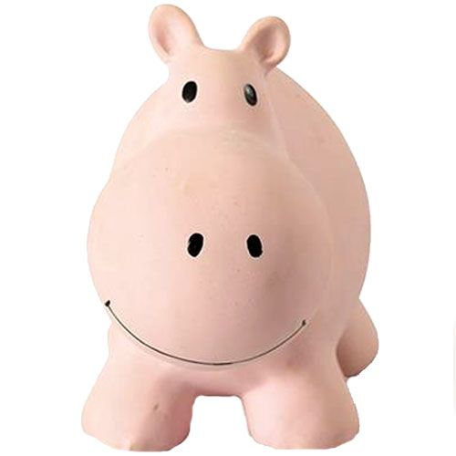 tikiri roze nijlpaard bijt- en badspeelgoed met rammelaar.