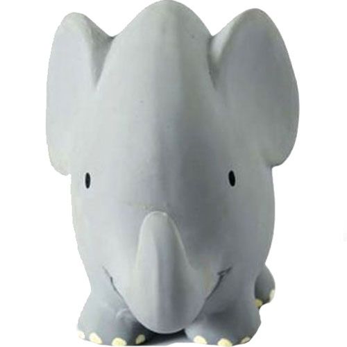 tikiri rubber bijtspeelgoed in de vorm van een grijze olifant.