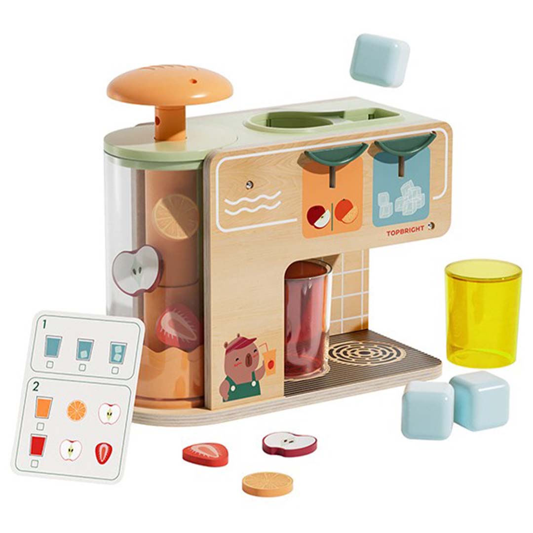 Topbright houten speelgoed sapmaker set met fruit, ijsblokjes en bekers.