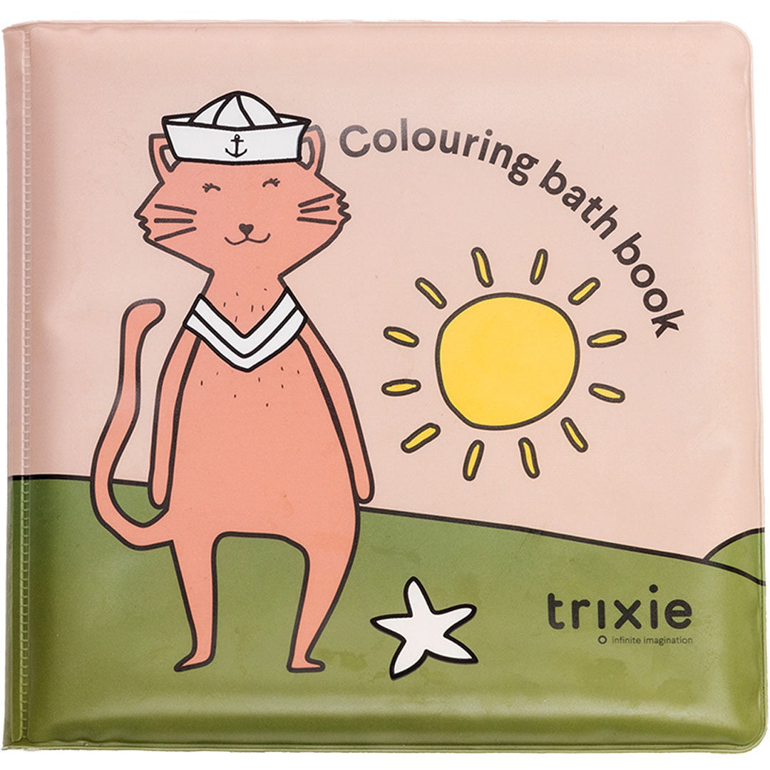 Trixie badboekje met een roze kat in matrozenpakje, een zon en een ster.