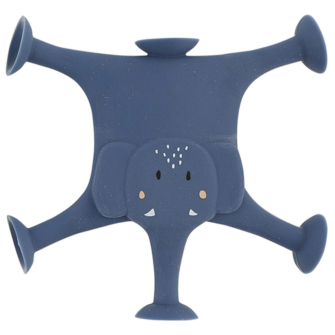 Een donkerblauw Trixie olifant badspeeltje met zuignappen, van bovenaf gezien.