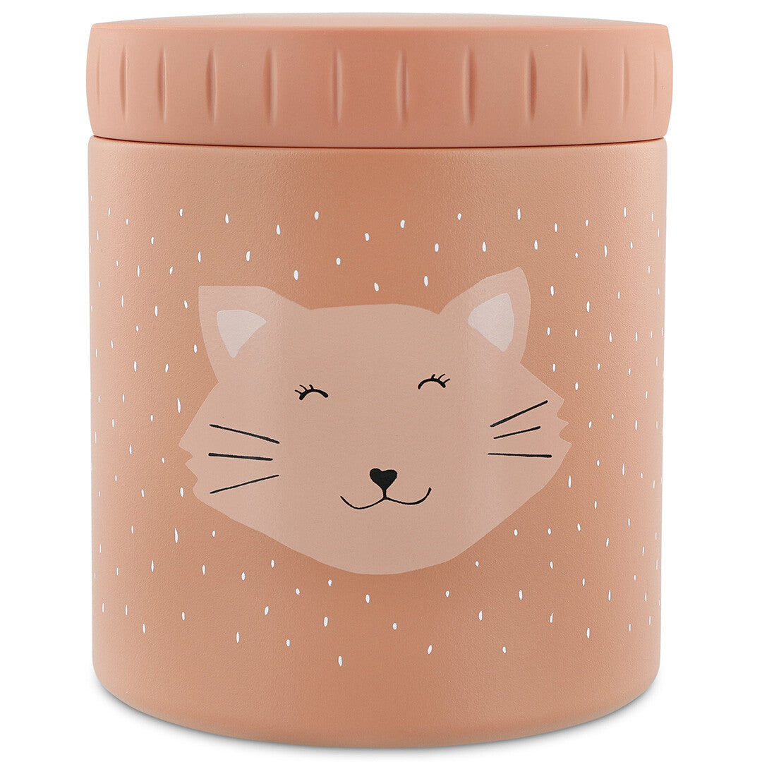 Trixie geïsoleerde voedselpot met een kattengezicht en witte stippen.