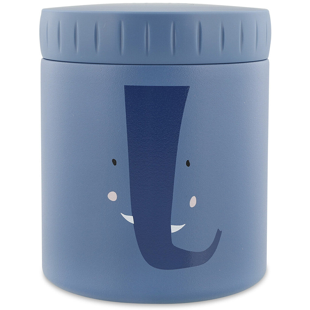 Trixie geïsoleerde voedselpot in blauw met een olifantengezicht.