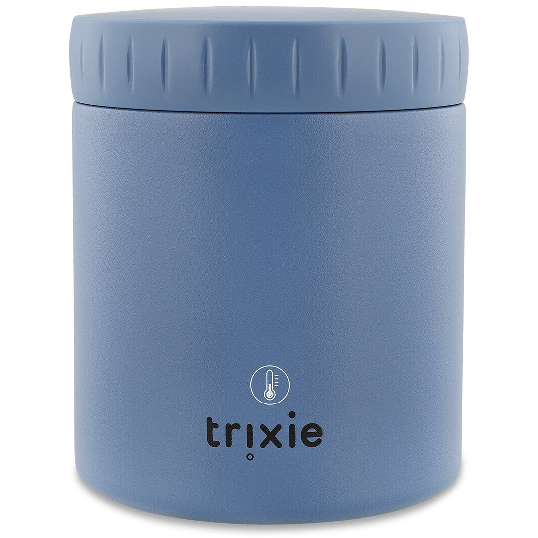 Trixie geïsoleerde voedselpot in blauw met het Trixie logo en een thermometericoon.