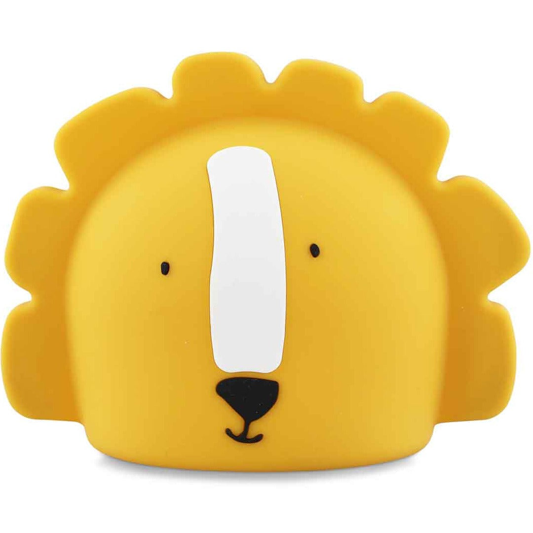 Trixie nachtlampje in de vorm van een gele leeuwenkop met witte snuit.