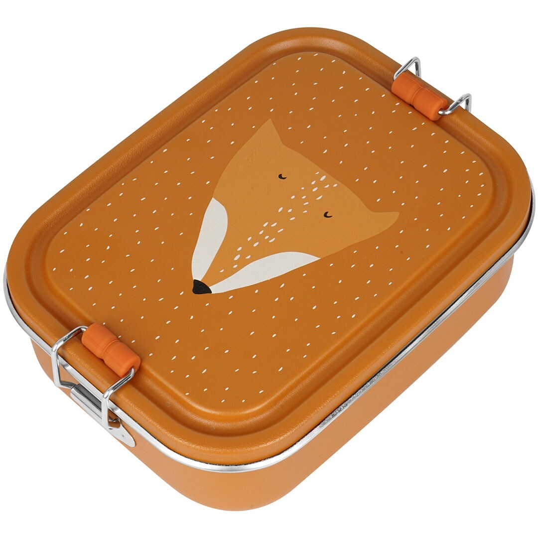 Trixie kinderbroodtrommel met een vos op de oranje deksel.
