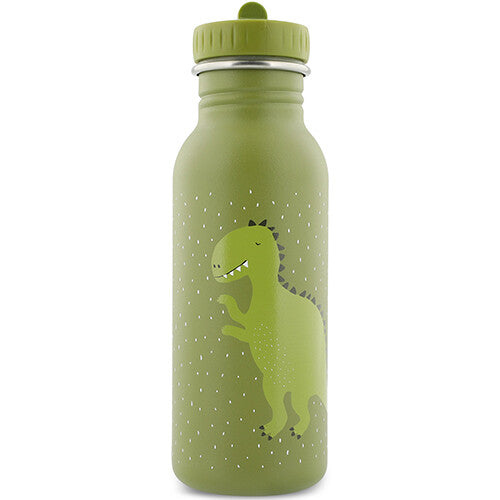 Trixie groene kinder drinkfles van roestvrij staal met een dino en stippen.