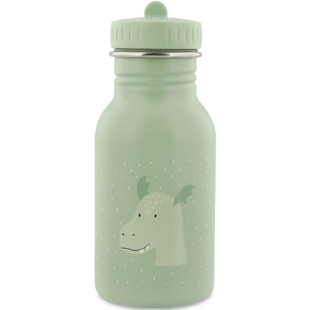 Trixie groene roestvrijstalen drinkfles met drakenprint en stippen.