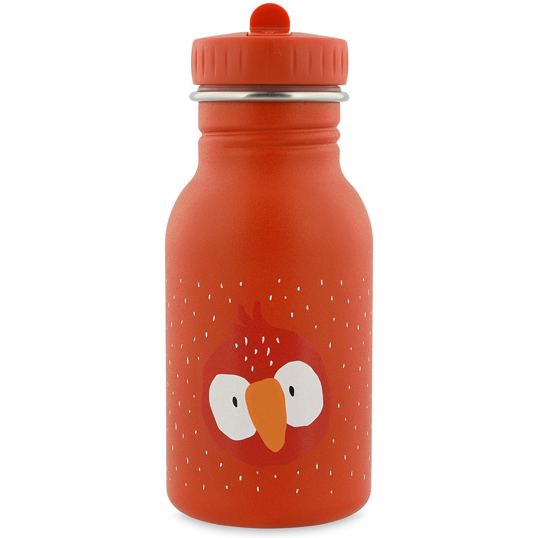 Trixie kinder drinkfles met een papegaai gezicht en witte stippen.