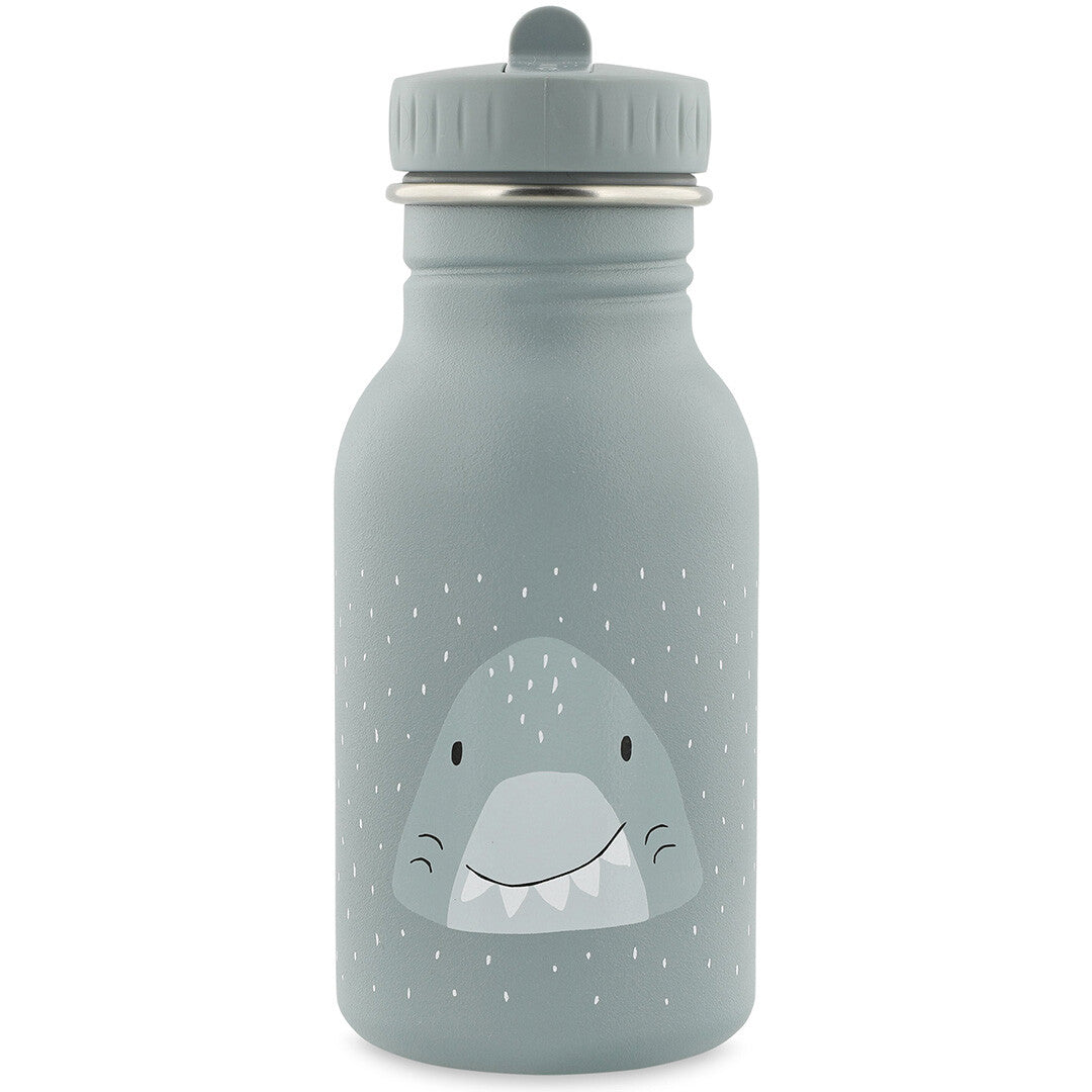 Trixie kinderdrinkfles van roestvrij staal met een haaiengezicht.