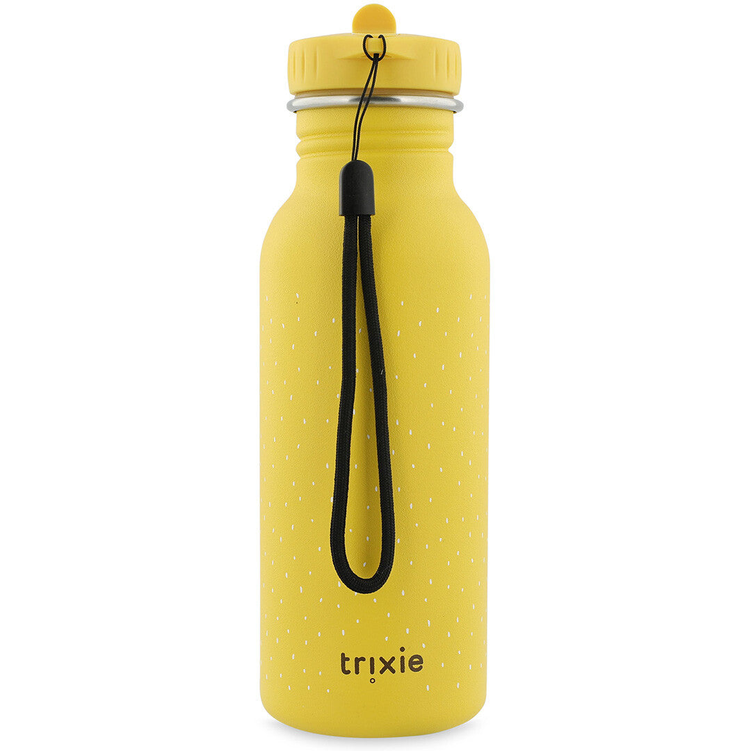 Trixie kinder drinkfles, gezien vanaf de achterkant met het Trixie logo en een zwarte draaglus.