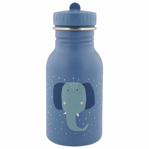 Trixie blauwe drinkfles met een olifant en witte stippen.
