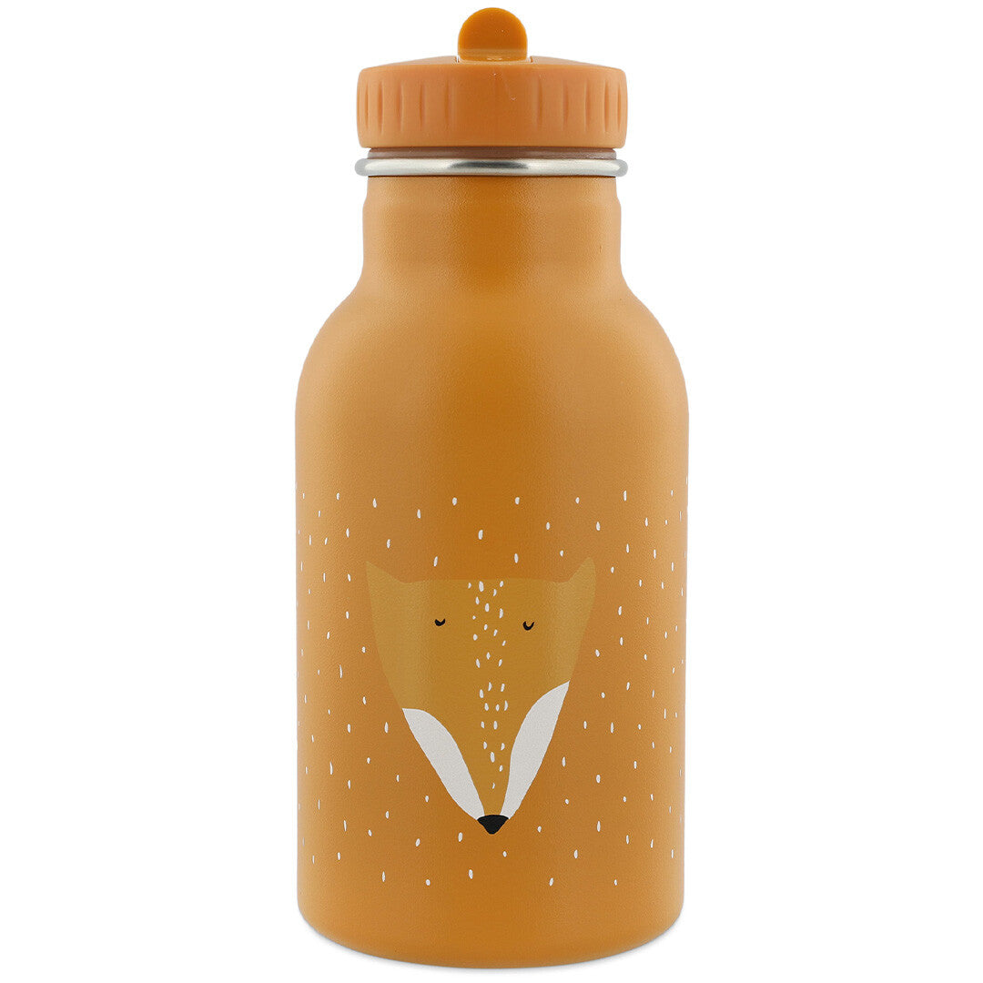 Trixie rvs thermosfles met een vosgezicht en witte stippen.