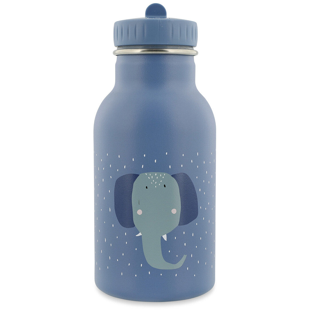 Trixie blauwe thermosfles met een olifant en witte stippen.