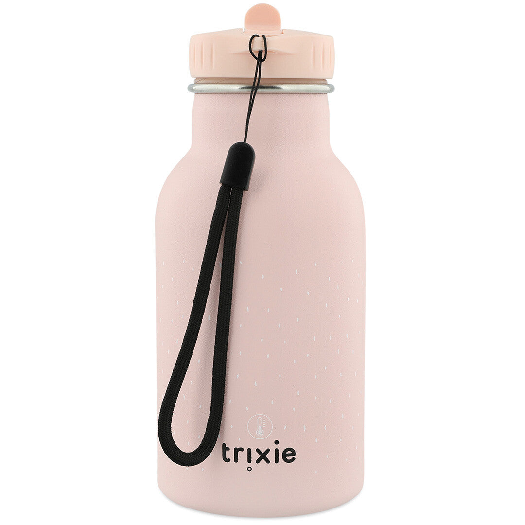 Trixie kinder thermosfles in roze met konijn, draaglus en Trixie logo.