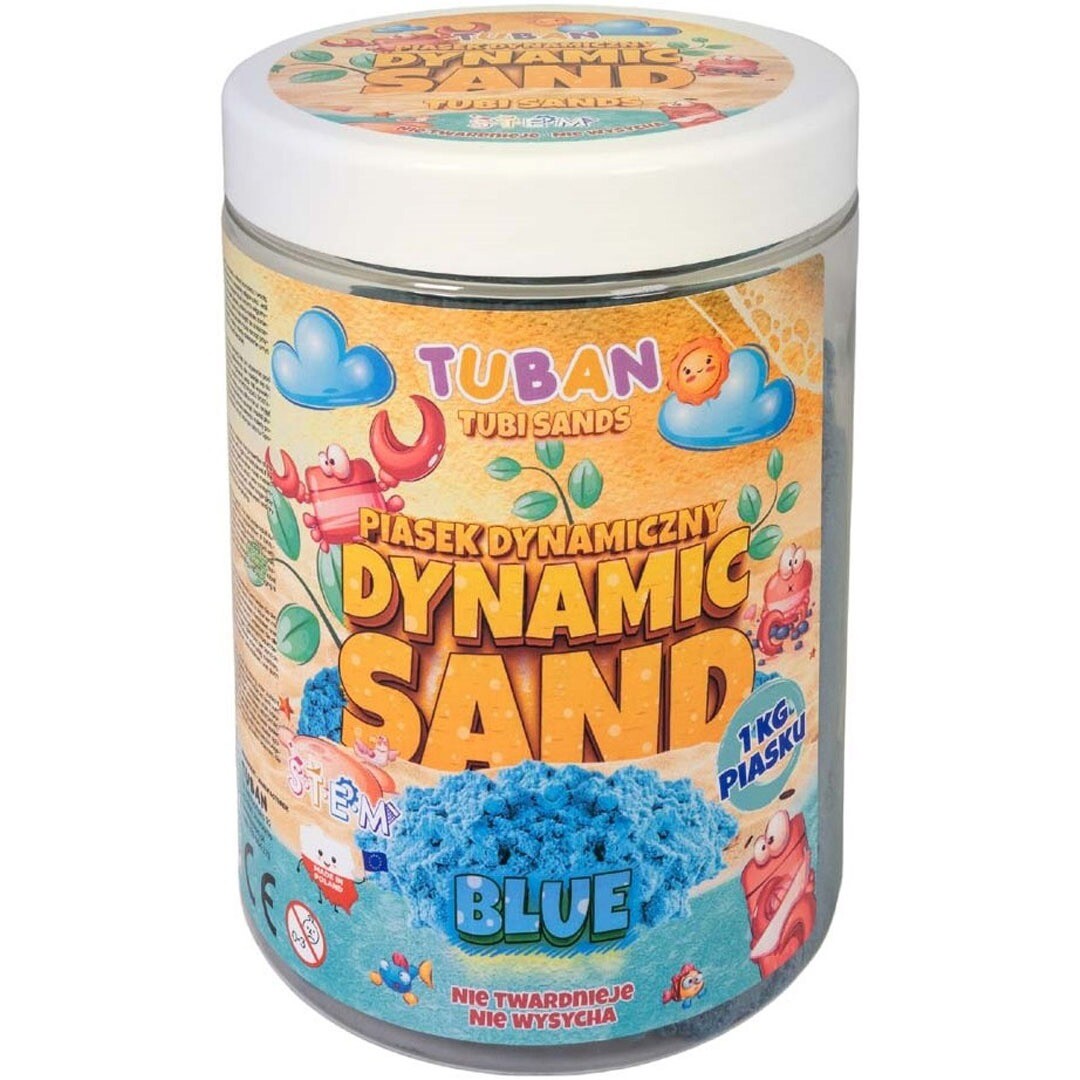 Verpakking van Tuban kinetisch zand in de kleur blauw, 1 kg.