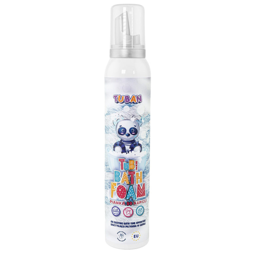 Tuban Tubi Bath Foam spuitfles voor kinderen met een panda op het etiket.