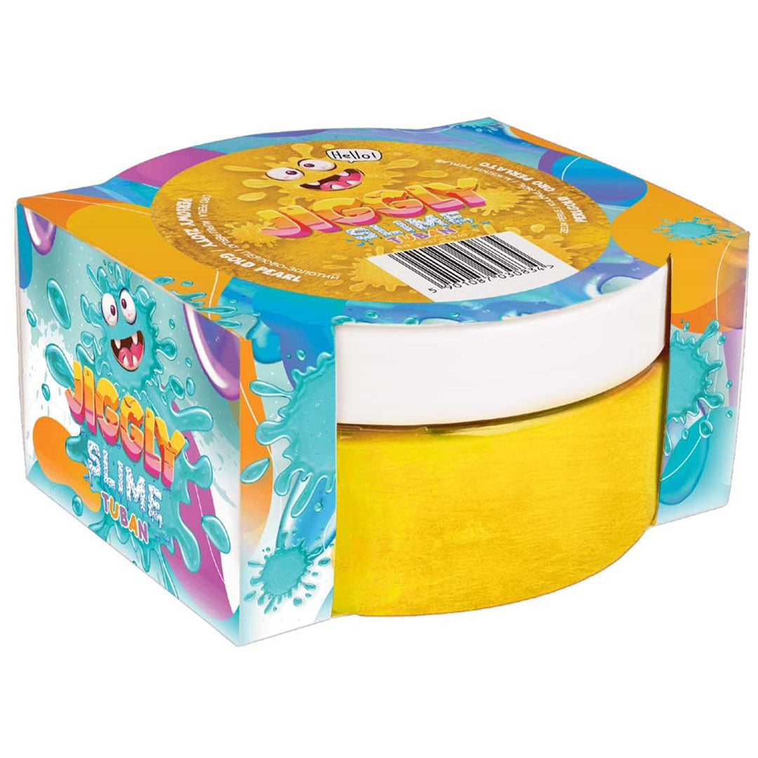 Verpakking van Tuban Jiggly slijm in de kleur pearl gold.