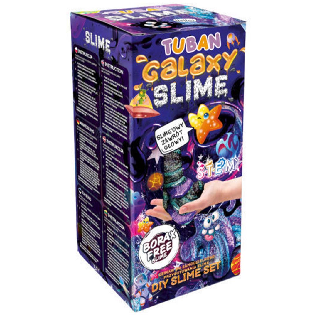 Verpakking van de Tuban Galaxy Slime DIY slijm set.